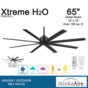 MINKA-AIRE F896-65-CL, Xtreme H2O 65" Ceiling Fan in Coal Finish with Remote and Additional Wall Control