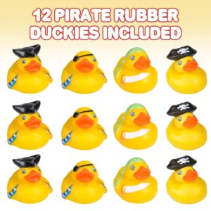 ArtCreativity 2 Inch Pirate Rubber Duckies (Pack of 12) Cute Duck Bath Tub Pool Toys, Ideal for Pirate-Themed Parties and Celebrations, Fun Decorations, Carnival Supplies, Party Favors