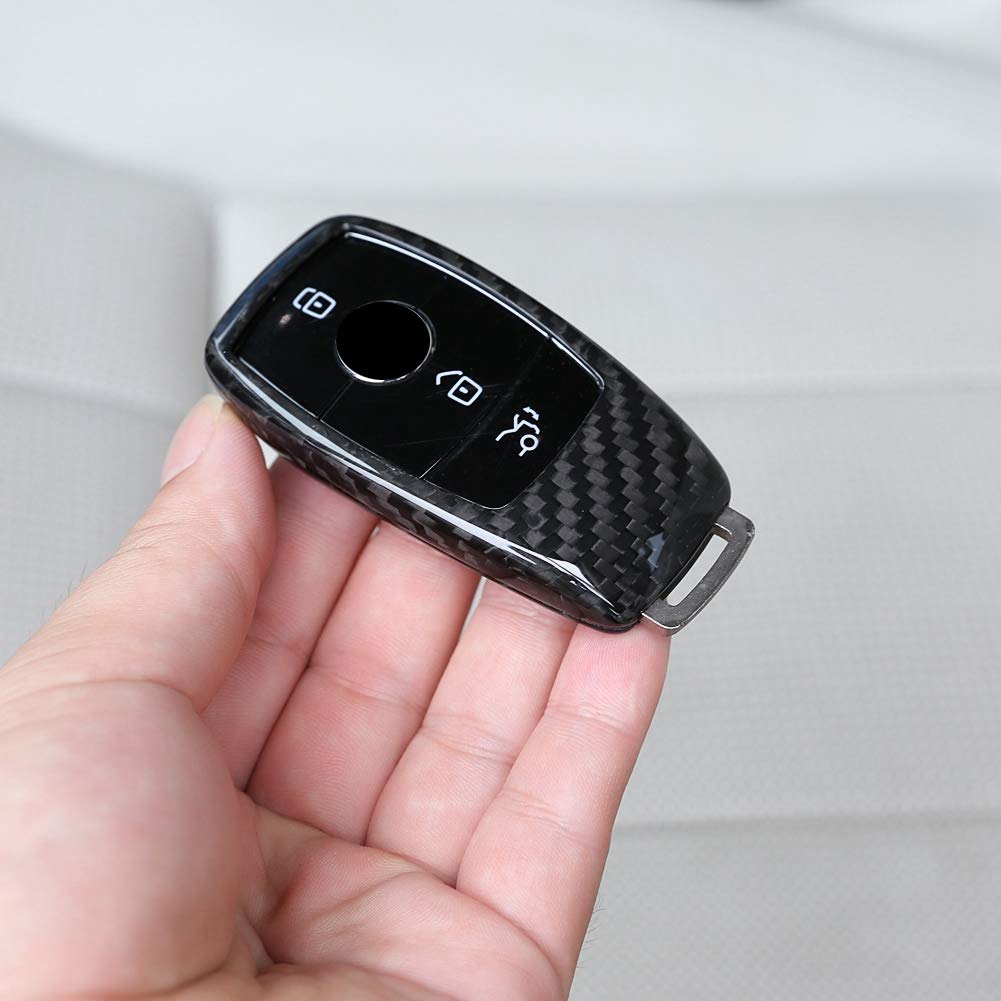 Key Shell Cover,Real Carbon Fiber Car Remote Key Shell Case Cover Trim for Benz E class W213 2016-2018