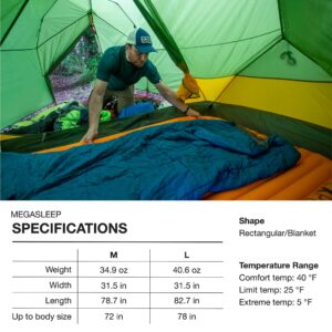 Exped MegaSleep 25F | Versatile and Reversible Sleeping Bag | Spring and Summer Sleeping Bag | Lightweight Anti-Snap Sleeping Bag, Blue/Grey, Medium