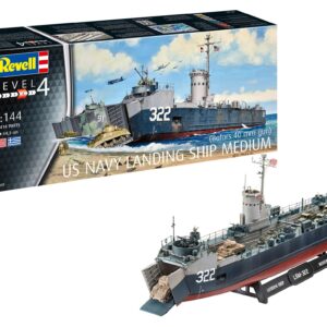 Revell RV05169 05169 US Navy Landing Ship Medium (Bofors 40mm) Plastic Model kit 1:144 Scale, Unpainted