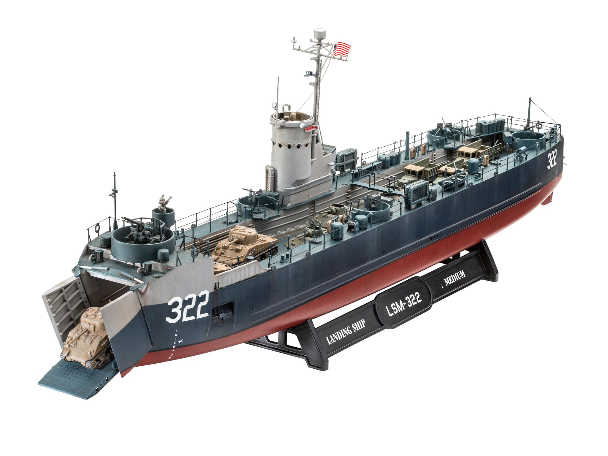 Revell RV05169 05169 US Navy Landing Ship Medium (Bofors 40mm) Plastic Model kit 1:144 Scale, Unpainted