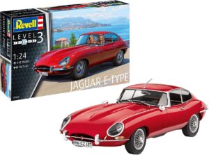 revell 07668 jaguar e-type (coupé) 1:24 scale unbuilt/unpainted plastic model kit, red