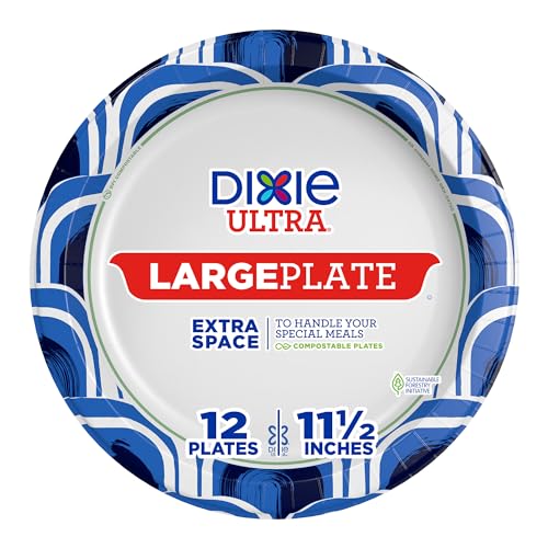 Dixie Ultra Large Plates, Disposable Plates for Heavy Messy Meals, 12 Count (Pack of 1)