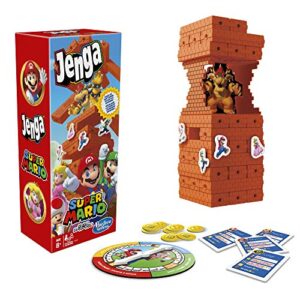 hasbro jenga: super mario edition game, block stacking tower game for super mario fans, ages 8 and up (amazon exclusive)