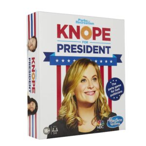 hasbro gaming knope for president party card game, for parks and recreation fans, with themes and characters from the hit tv show, game for ages 16 and up