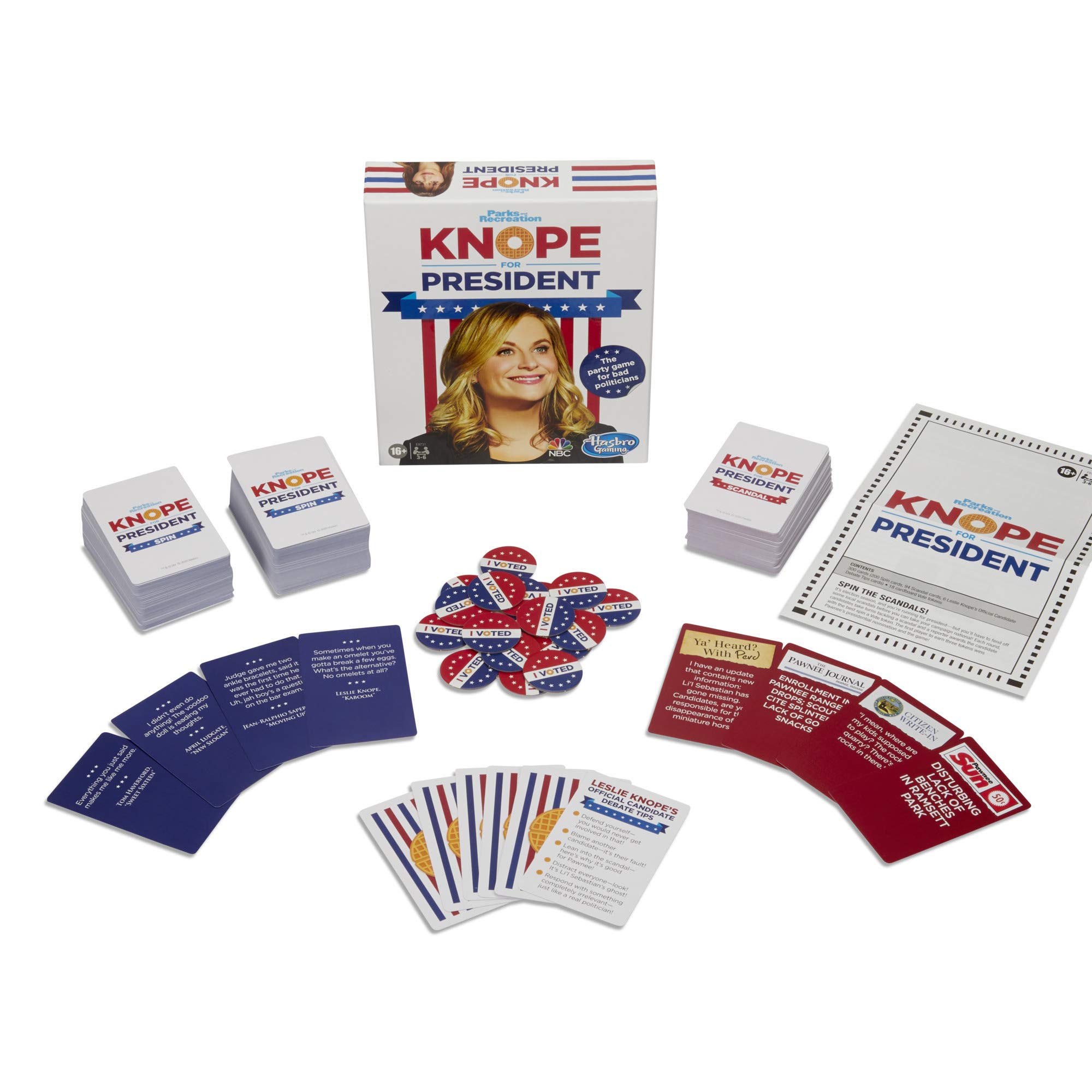 Hasbro Gaming Knope for President Party Card Game, for Parks and Recreation Fans, with Themes and Characters from The Hit TV Show, Game for Ages 16 and Up