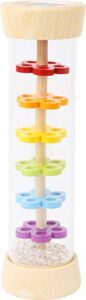 wooden rainbow rainmaker toy by small foot – rhythm instrument and rattle for babies helps hand-eye coordination and developing sensory skills – classic educational game for toddlers – age 6+ months