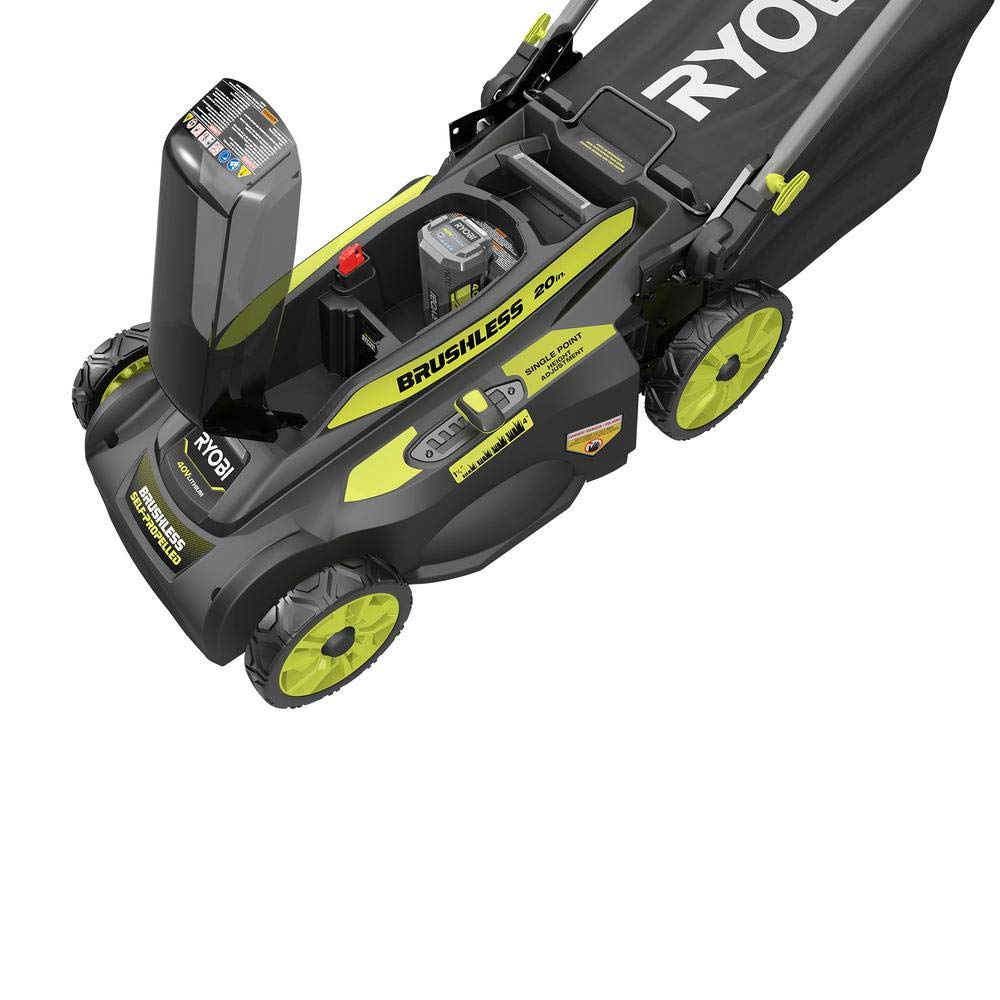 RYOBI 20 in. 40-Volt 6.0 Ah Lithium-Ion Battery Brushless Cordless Walk Behind Self-Propelled Lawn Mower with Charger Included