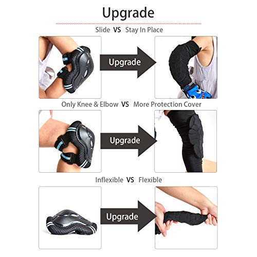 VIWINVELA Kids Knee Pads and Elbow Pads Set Toddler Soft Protective Gear Black S