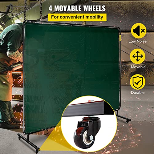 Vevor Welding Screen with Frame 8' x 6', Welding Curtain with 4 Wheels, Welding Protection Screen Green Flame-Resistant Vinyl, Portable Light-Proof Professional : Tools & Home Improvement