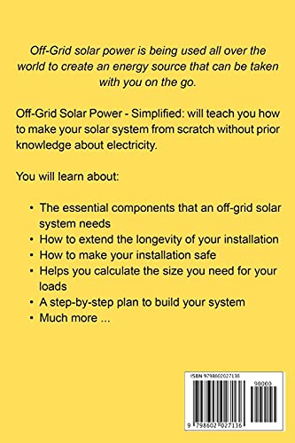 Off Grid Solar Power Simplified: For Rvs, Vans, Cabins, Boats and Tiny Homes