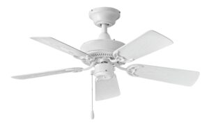 hinkley cabana 36" small outdoor ceiling fan no light - wet rated outdoor ceiling fans for patios - low profile ceiling fan without light, appliance white