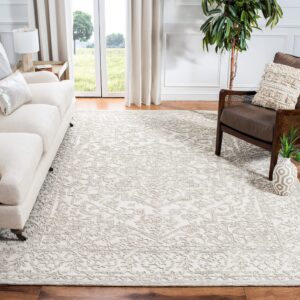 safavieh trace collection area rug - 8' x 10', ivory & natural, handmade wool, ideal for high traffic areas in living room, bedroom (trc302a)
