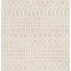 SAFAVIEH Blossom Collection Area Rug - 8' x 10', Beige & Ivory, Handmade Moroccan Wool, Ideal for High Traffic Areas in Living Room, Bedroom (BLM115B)