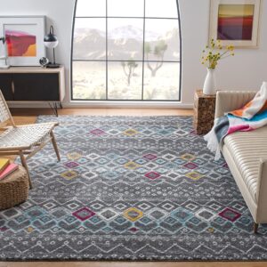 safavieh amsterdam collection area rug - 5'1" x 7'6", dark grey & ivory, moroccan boho design, non-shedding & easy care, ideal for high traffic areas in living room, bedroom (ams108h)