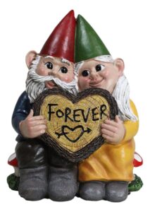 ebros whimsical mr and mrs gnome hobbit couple sitting on toadstool mushrooms statue 6.25" tall 'forever love struck' gnomes home decor sculpture figurine