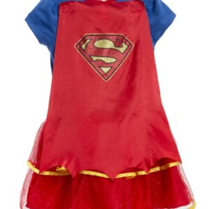 WARNER BROS Justice League Supergirl Big Girls Costume Dress Leggings Cape and Headband 4 Piece Set 10-12