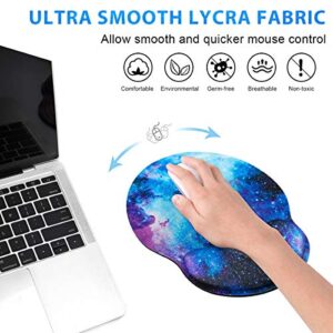 ToLuLu Mouse Pad with Wrist Rest Support, Gel Cute Mouse Pads Non Slip Rubber Base Mousepad, Ergonomic Mouse Wrist Rest Pad for Laptop Computer Home Office Working Gaming Pain Relief, Nebula Galaxy