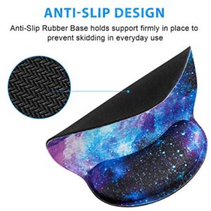 ToLuLu Mouse Pad with Wrist Rest Support, Gel Cute Mouse Pads Non Slip Rubber Base Mousepad, Ergonomic Mouse Wrist Rest Pad for Laptop Computer Home Office Working Gaming Pain Relief, Nebula Galaxy