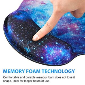 ToLuLu Mouse Pad with Wrist Rest Support, Gel Cute Mouse Pads Non Slip Rubber Base Mousepad, Ergonomic Mouse Wrist Rest Pad for Laptop Computer Home Office Working Gaming Pain Relief, Nebula Galaxy