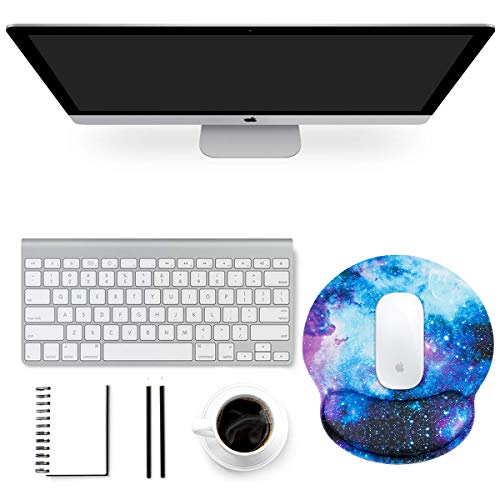 ToLuLu Mouse Pad with Wrist Rest Support, Gel Cute Mouse Pads Non Slip Rubber Base Mousepad, Ergonomic Mouse Wrist Rest Pad for Laptop Computer Home Office Working Gaming Pain Relief, Nebula Galaxy