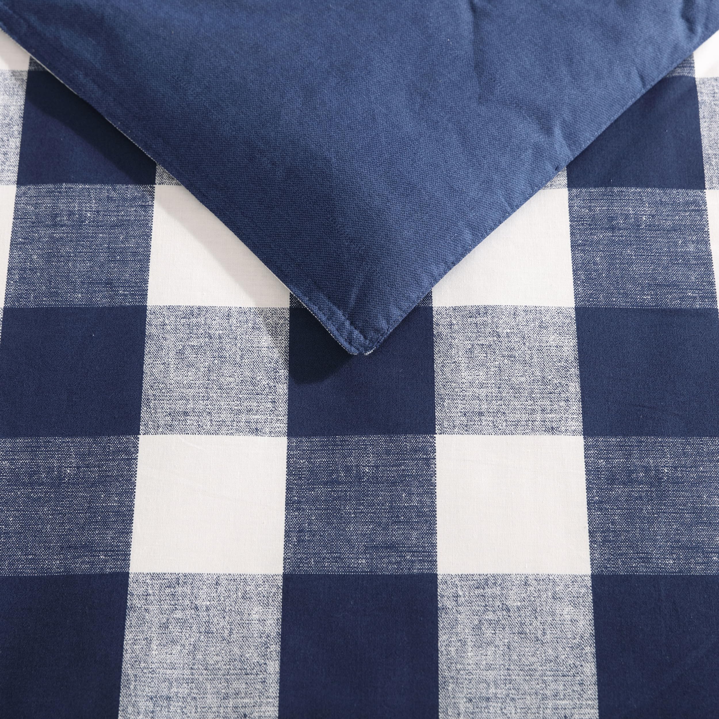 Eddie Bauer - Twin Duvet Cover Set, Reversible Cotton Bedding with Matching Sham, Stylish Plaid Home Decor (Lakehouse Blue, Twin)