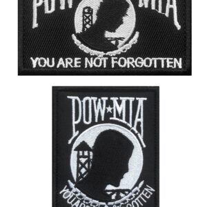 Antrix 2 Pcs POW MIA You are NOT Forgotten Applique Insignia Emblems Hook and Loop Military Badge Patch for Backpacks Caps Hats Vests Uniforms Clothes