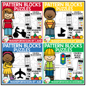 pattern block puzzles transportation bundle