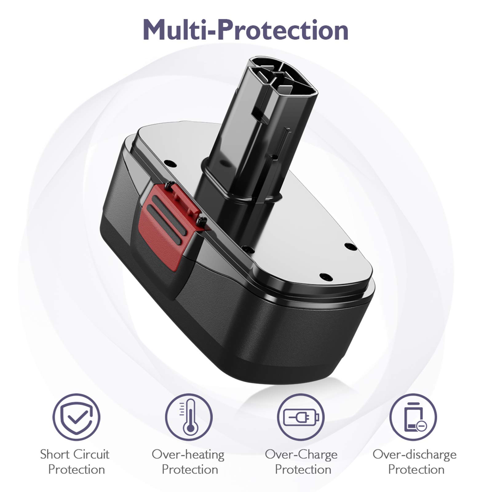 2 Pack Upgraded 3.7Ah Battery Replacement for Craftsman DieHard C3 Cordless Tool Battery 130279005 130279003 130279017 315.113753 315.114850 315.114852 315.11485 315.115410 1323903 1323517 11375 11376