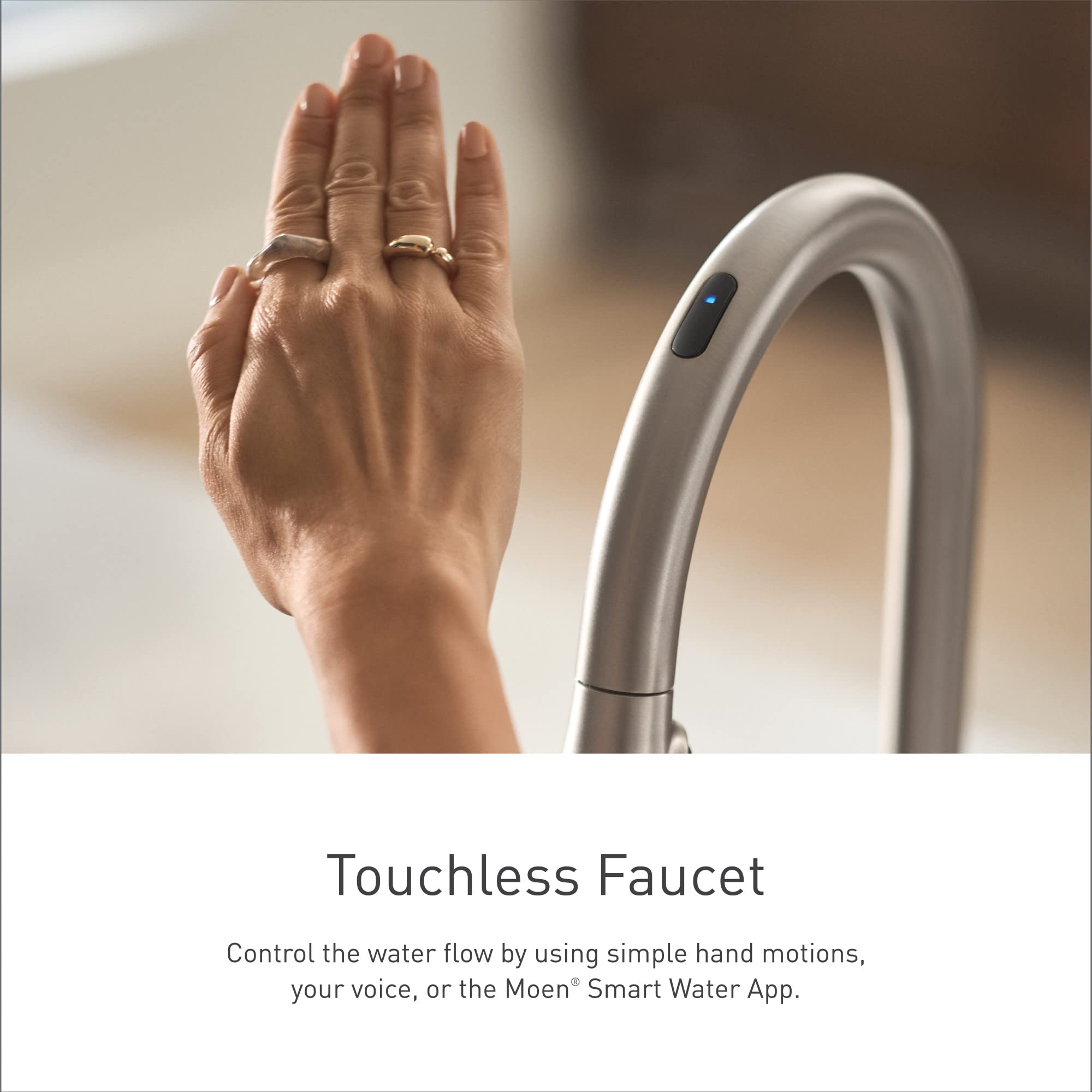 Moen 7864EVBLS Sleek Smart Touchless Pull Down Sprayer Kitchen Faucet with Voice Control and Power Boost, Size, Spot Resist Black Stainless