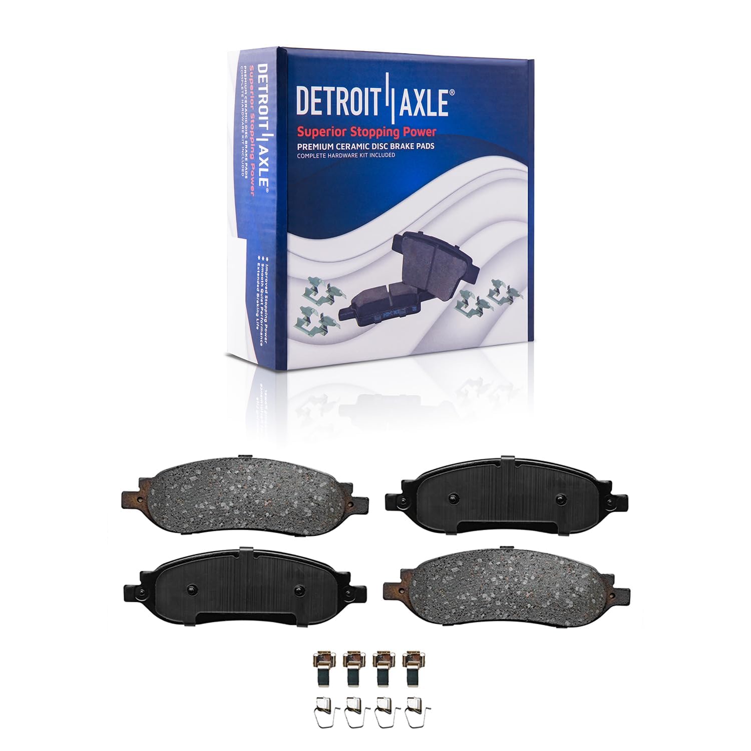 Detroit Axle - Brake Pads for 05-07 Ford F-250 F-350 Super Duty 2005 2006 2007, 4 Ceramic Brakes Pads Front and Rear Replacement