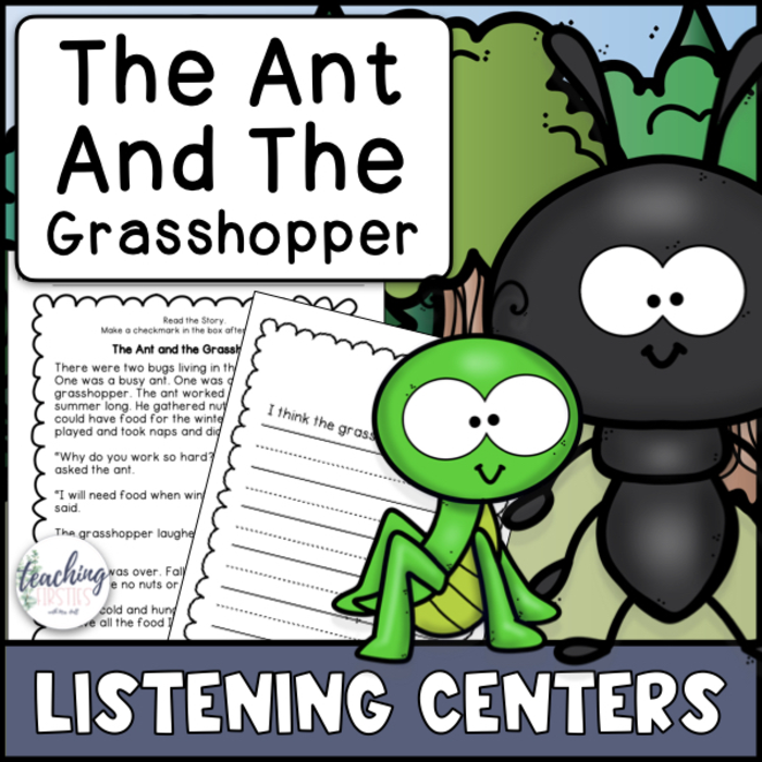 Aesop's Fable Reading Comprehension Center - The Ant and the Grasshopper