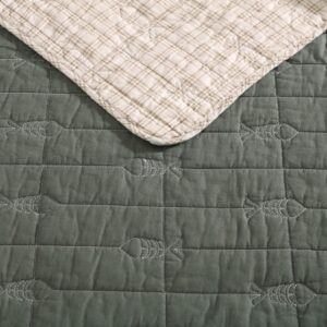 Eddie Bauer - King Quilt Set, Reversible Cotton Bedding with Matching Shams, Lightweight Home Decor for All Seasons (Troutdale Green, King)