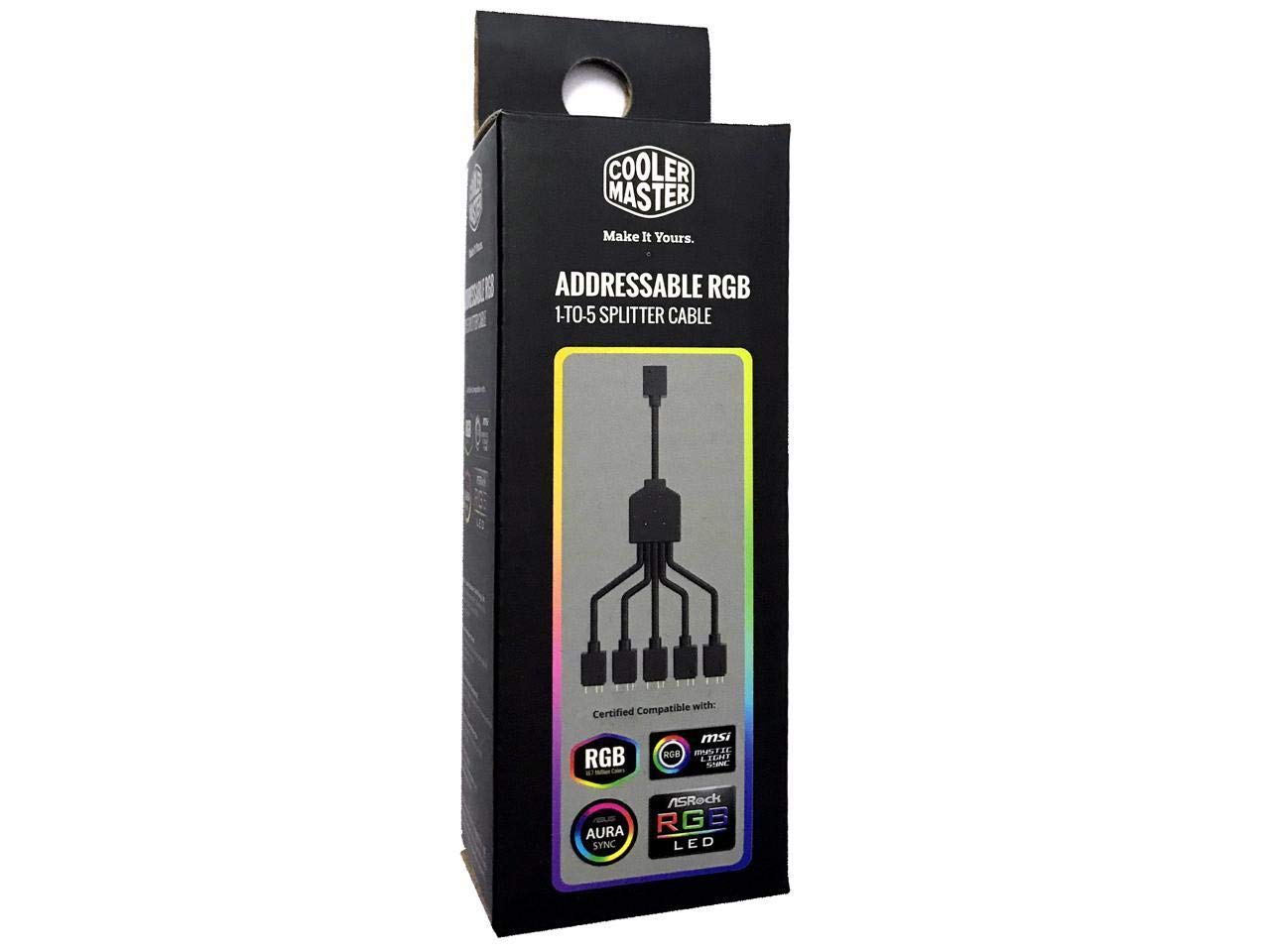 Cooler Master 1-to-5 ARGB Splitter Cable / 5V - Support 3-pin Addressable RGB - LED Sync Cable for MasterFan/MasterLiquid ARGB Series Support(ARGB 1-to-5 Splitter)