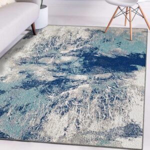 luxe weavers abstract color splash modern blue 5x7 area rug