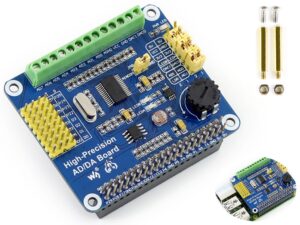 high-precision ad/da expansion board for raspberry pi 4b/3b+/3b/2b/zero/w/zero wh and jetson nano,add high-precision ad/da functions to pi. onboard ads1256 8-ch 24bit adc and dac8532 2-ch 16bit dac