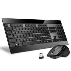 rapoo wireless keyboard and laser mouse combo,multi device (bluetooth 4.0+3.0+2.4g) keyboard and mouse set,ultra-slim computer keyboard compact design for windows/android/mac os