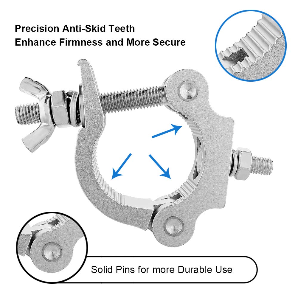 2 Inch Truss Clamp Stage Lights Clamp, 4PCS Eyeshot Heavy Duty 440lb Premium Stage Lighting Clamp, Perfectly Fit OD 48-52mm of Tube/Pipe, Pro Truss O Clamp for Moving Head Par Led lighting Fixtures