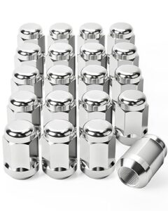 omt 1/2"-20 lug nuts with cone seat, 3/4" 19mm hex 1.38x0.87 in. chrome plated wheel lug nuts compatible with ford mustang explorer f-150 dodge ram 1500 ramcharger jeep wrangler & more, set of 20