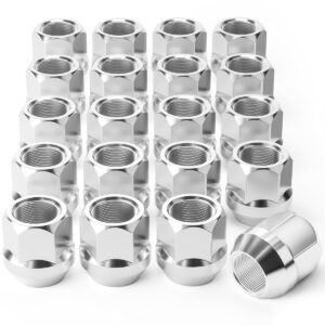 Orion Motor Tech 1/2"-20 Open End Lug Nuts, 3/4" 19mm Hex 0.84x0.9 in. Chrome Plated Wheel Lug Nuts Compatible with Dodge Dakota Ramcharger Ford Bronco Explorer F-150 Jeep Wrangler, Set of 20