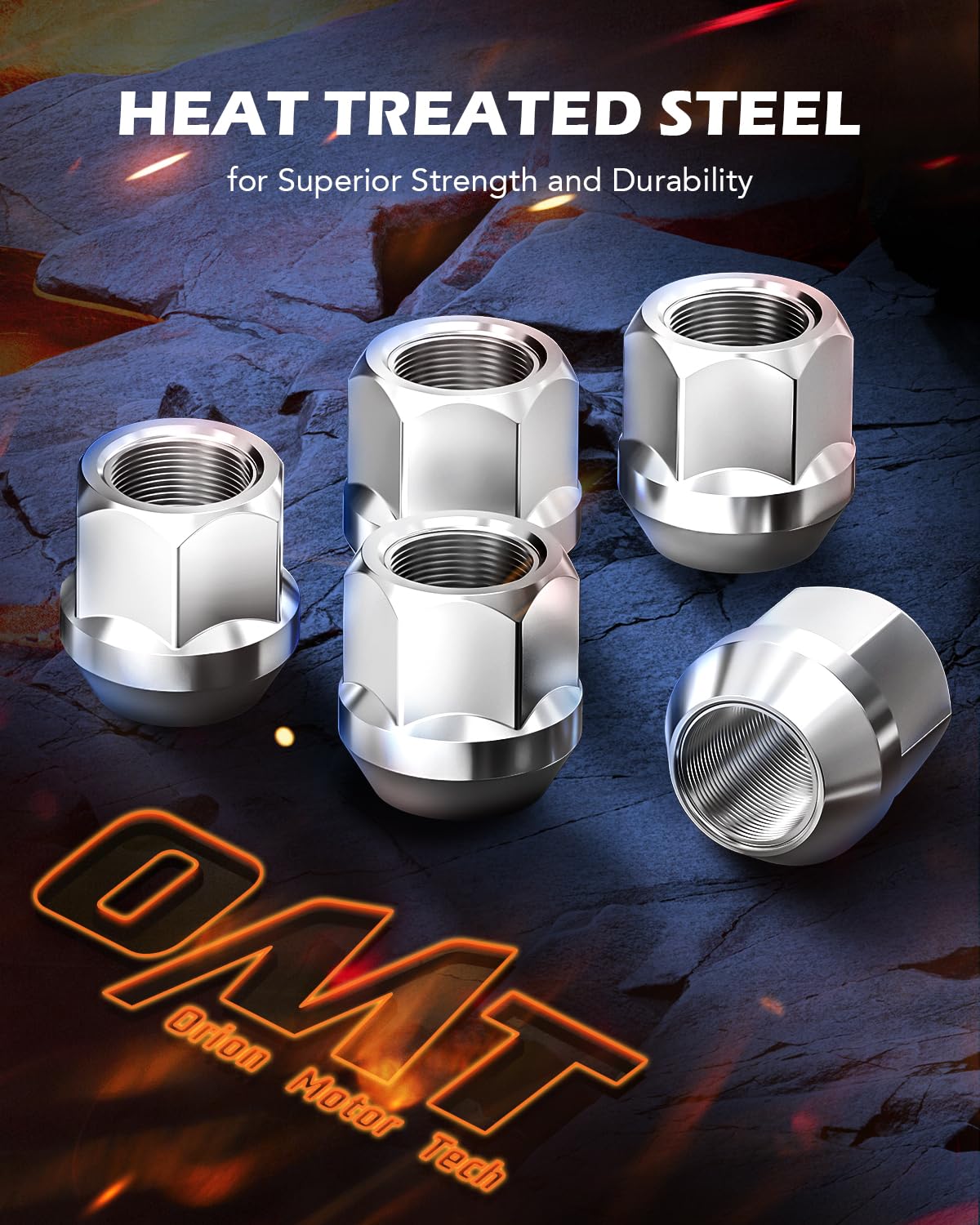 Orion Motor Tech 1/2"-20 Open End Lug Nuts, 3/4" 19mm Hex 0.84x0.9 in. Chrome Plated Wheel Lug Nuts Compatible with Dodge Dakota Ramcharger Ford Bronco Explorer F-150 Jeep Wrangler, Set of 20