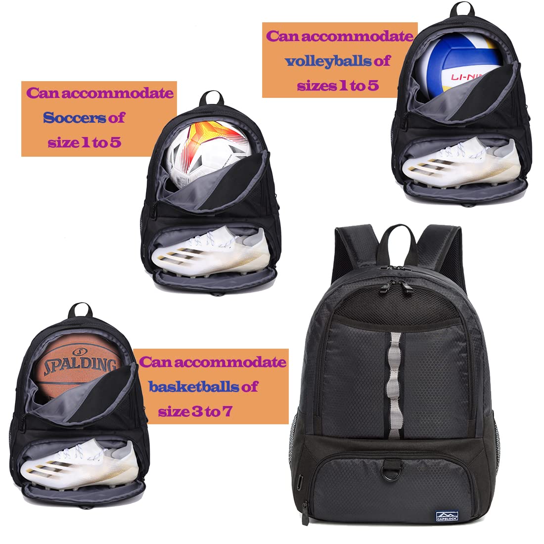 Boys Girls Soccer Bags Soccer Backpack Basketball vollyball Football Bag Backpack Kids Ages 6 Up with Ball Compartment All Sports Bag Gym