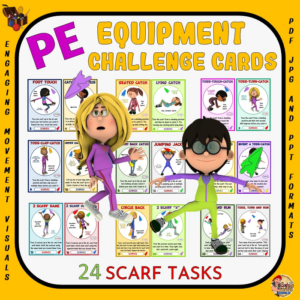 pe equipment challenge cards: 24 scarf tasks- great for distance learning