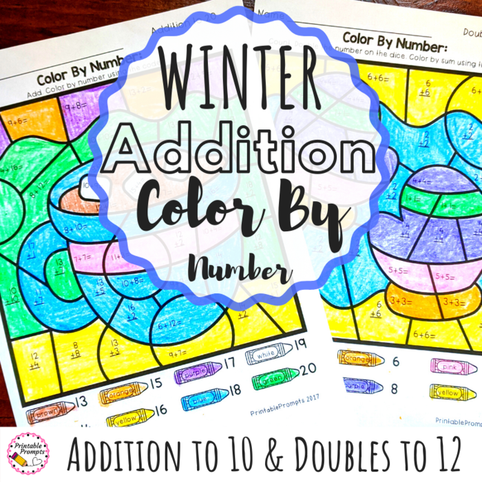 Winter Color By Number Addition to 10