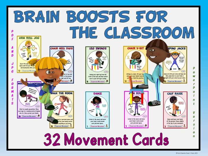 Classroom Brain Boosts 32 Movement Cards- Great for Distance Learning