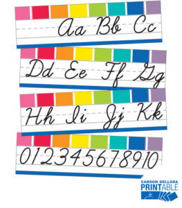 schoolgirl style | hello sunshine cursive alphabet line bulletin board set | printable