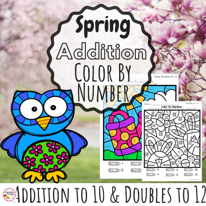 Spring Color By Number Addition to 10