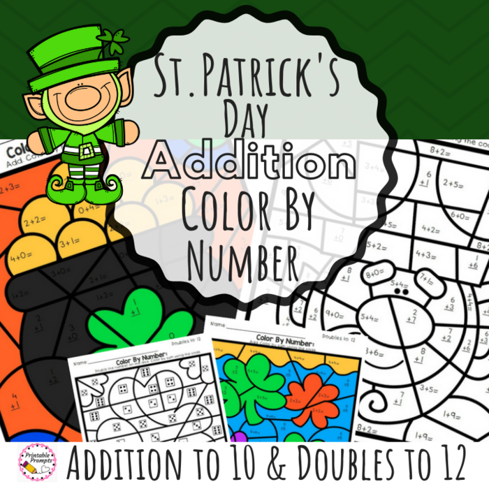 St. Patrick's Day Color By Number Addition to 10