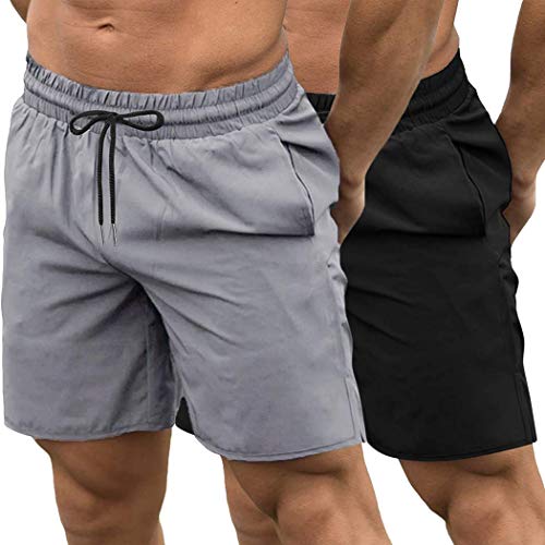 COOFANDY Men's 2 Pack Gym Workout Shorts 7 Inch Quick Dry Athletic Shorts Lightweight Running Shorts with Pockets